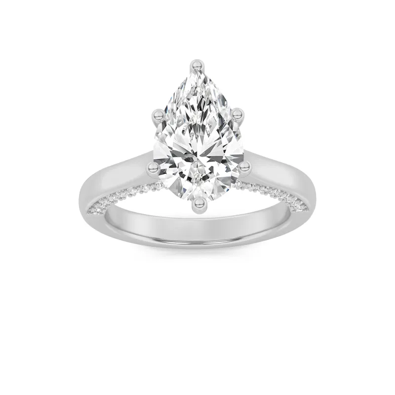 1.25Cttw Pear Shaped Lab Grown Diamond (F/VS) Tulip Motif Accented Engagement Ring in 14K Gold made by Zulily