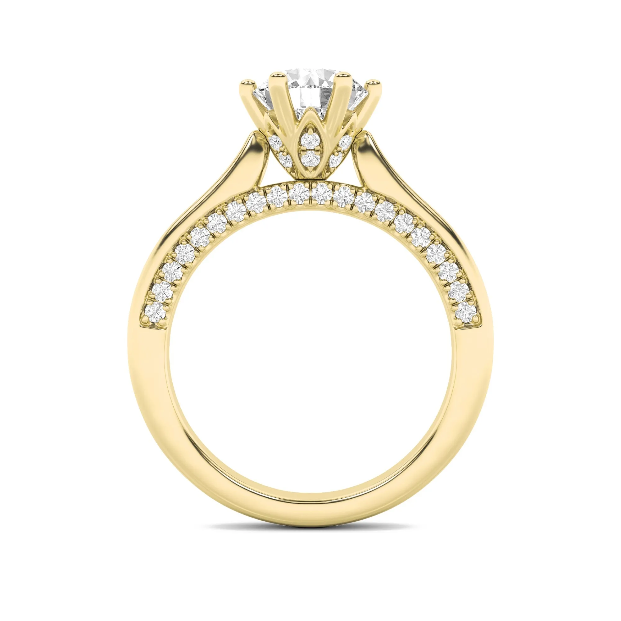 2Cttw Round Shaped Lab Grown Diamond (F/VS) TulipMotif Accented Engagement Ring in 14K Gold sold by Zulily product image thumbnail 4