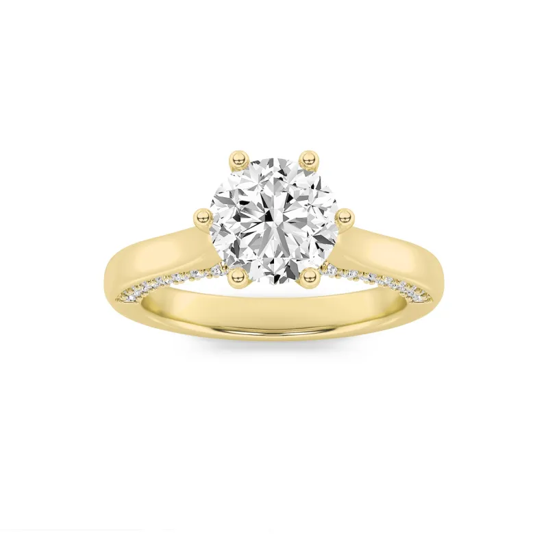 2Cttw Round Shaped Lab Grown Diamond (F/VS) TulipMotif Accented Engagement Ring in 14K Gold made by Zulily