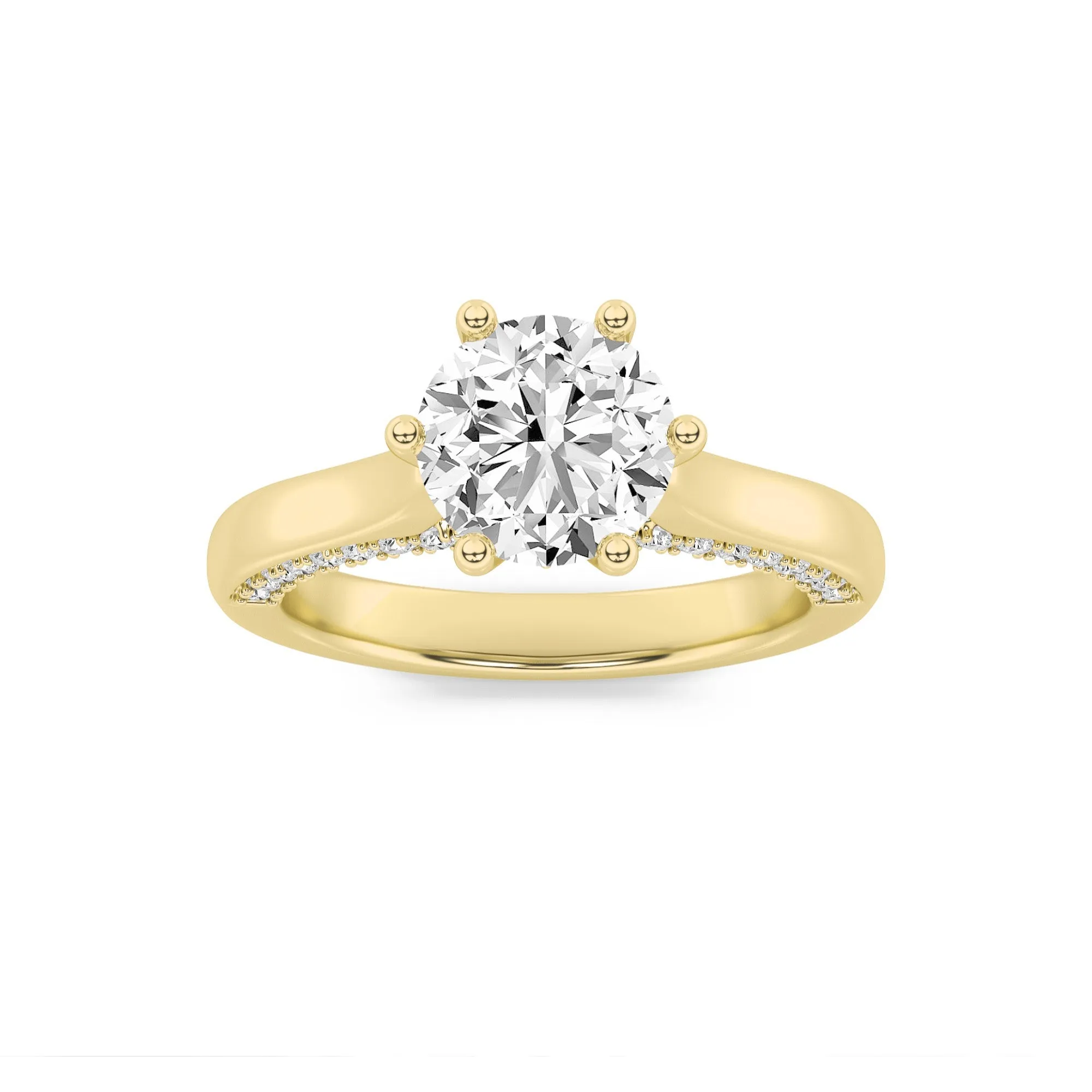 2Cttw Round Shaped Lab Grown Diamond (F/VS) TulipMotif Accented Engagement Ring in 14K Gold sold by Zulily