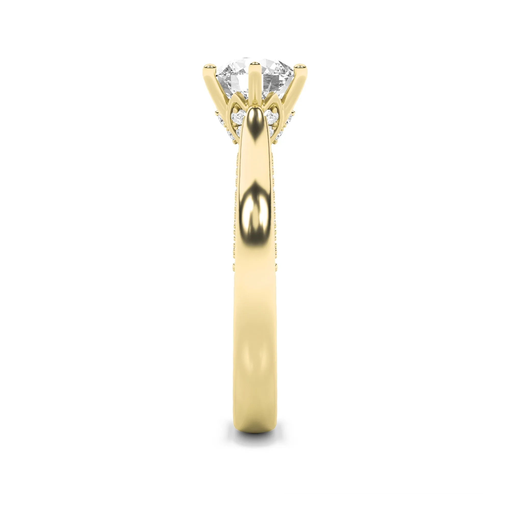 2Cttw Round Shaped Lab Grown Diamond (F/VS) TulipMotif Accented Engagement Ring in 14K Gold sold by Zulily product image thumbnail 5