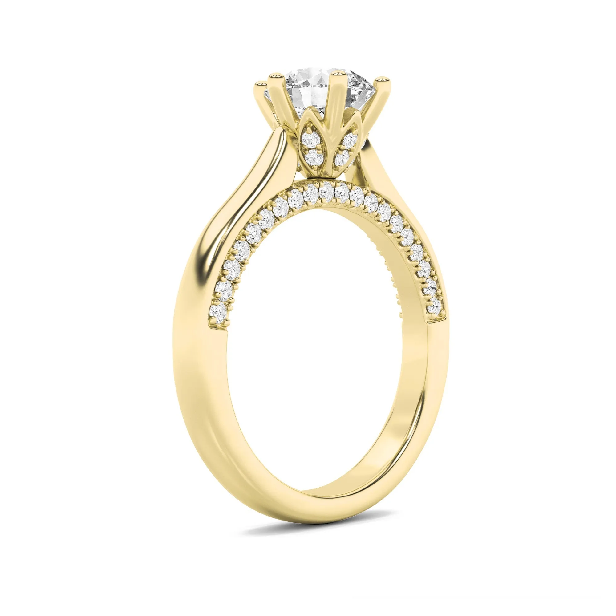 2Cttw Round Shaped Lab Grown Diamond (F/VS) TulipMotif Accented Engagement Ring in 14K Gold sold by Zulily product image thumbnail 3