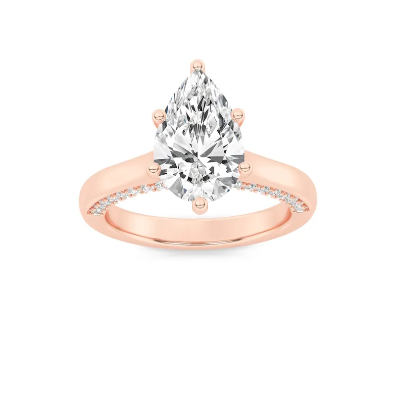 1.25Cttw Pear Shaped Lab Grown Diamond (F/VS) Tulip Motif Accented Engagement Ring in 14K Gold made by Zulily
