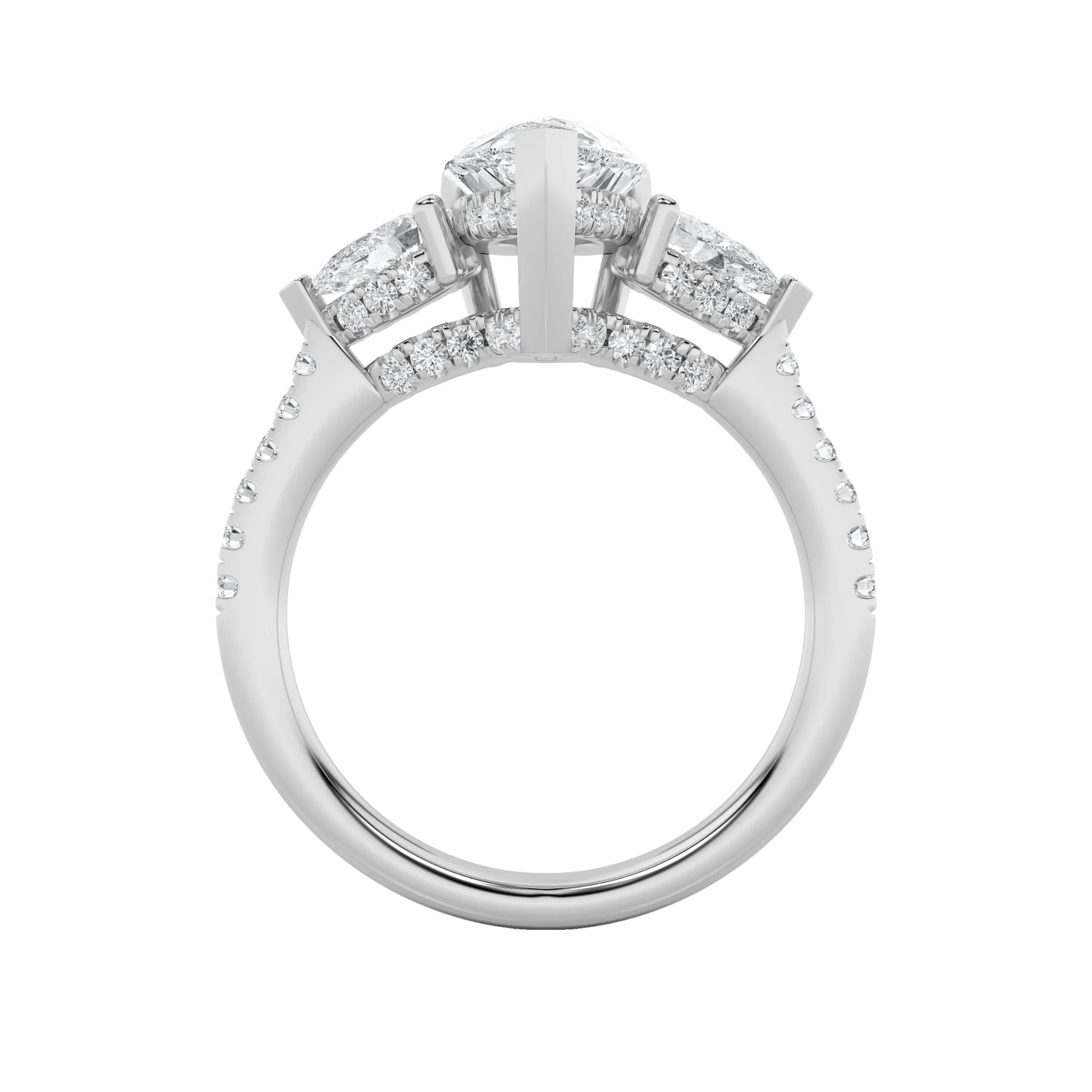 3Cttw Pear Shaped Lab Grown Diamond (F/VS) Three Stone Accented Engagement Ring in 14K Gold sold by Zulily product image thumbnail 4