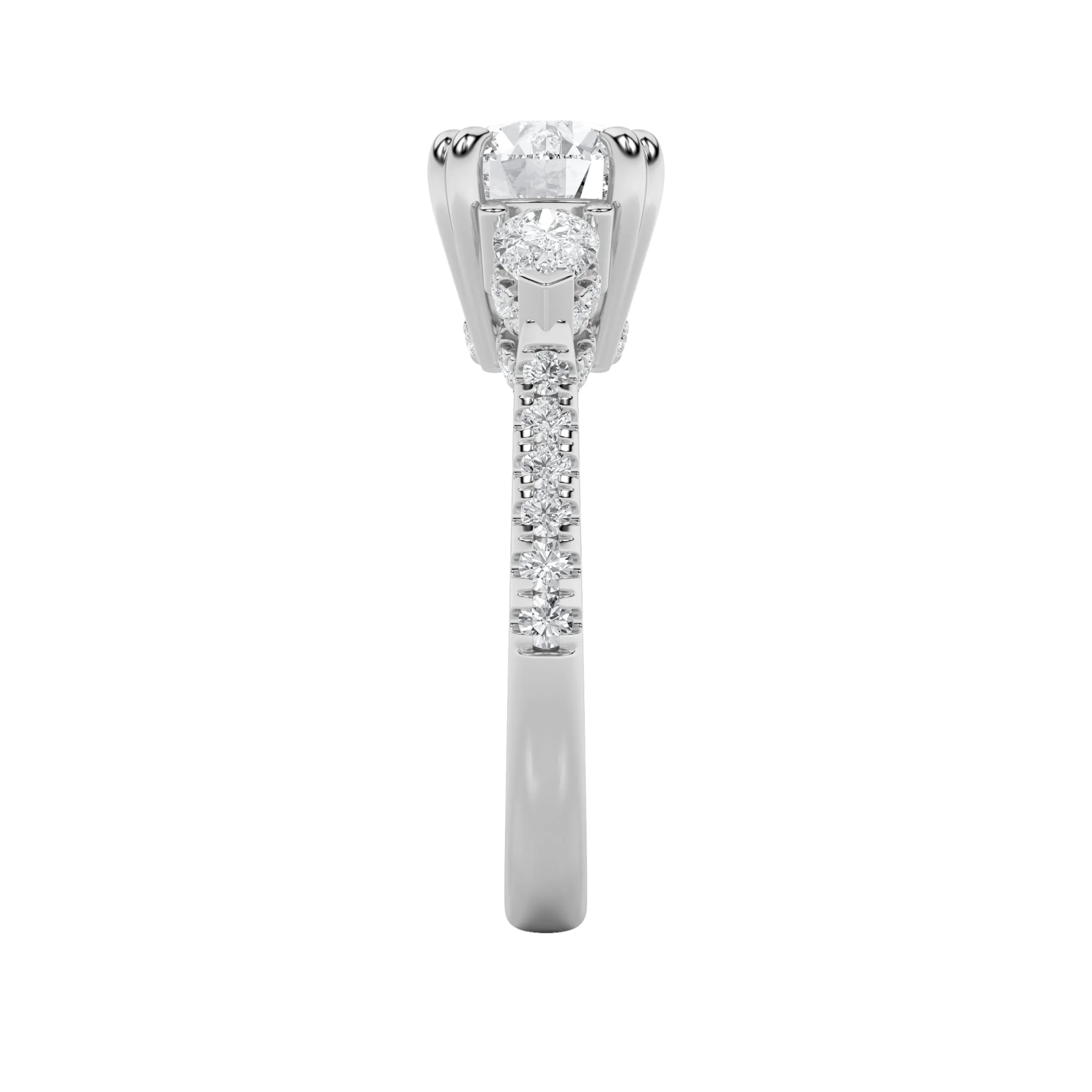 3Cttw Round Shaped Lab Grown Diamond (F/VS) ThreeStone Accented Engagement Ring in 14K Gold sold by Zulily product image thumbnail 5