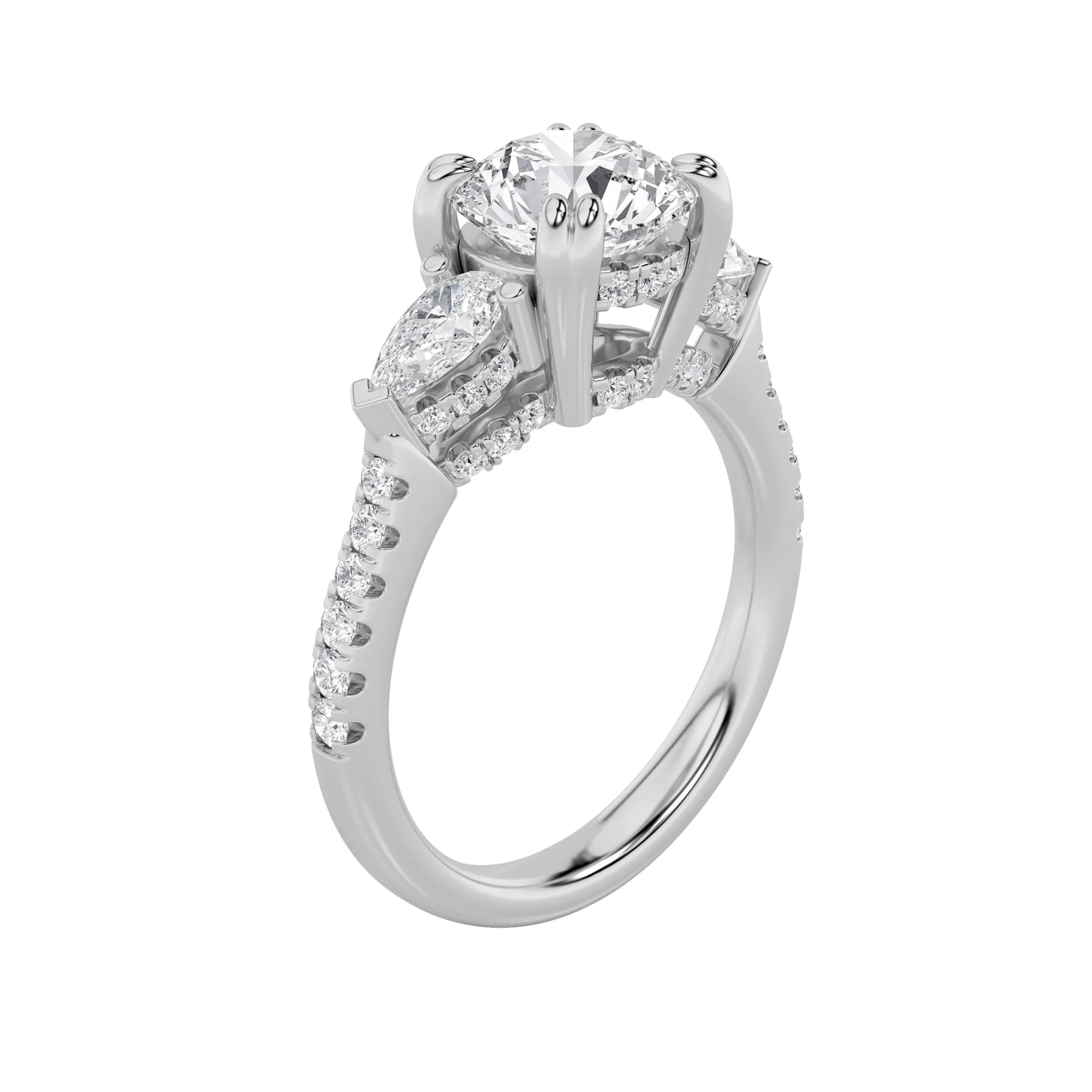3Cttw Round Shaped Lab Grown Diamond (F/VS) ThreeStone Accented Engagement Ring in 14K Gold sold by Zulily product image thumbnail 3