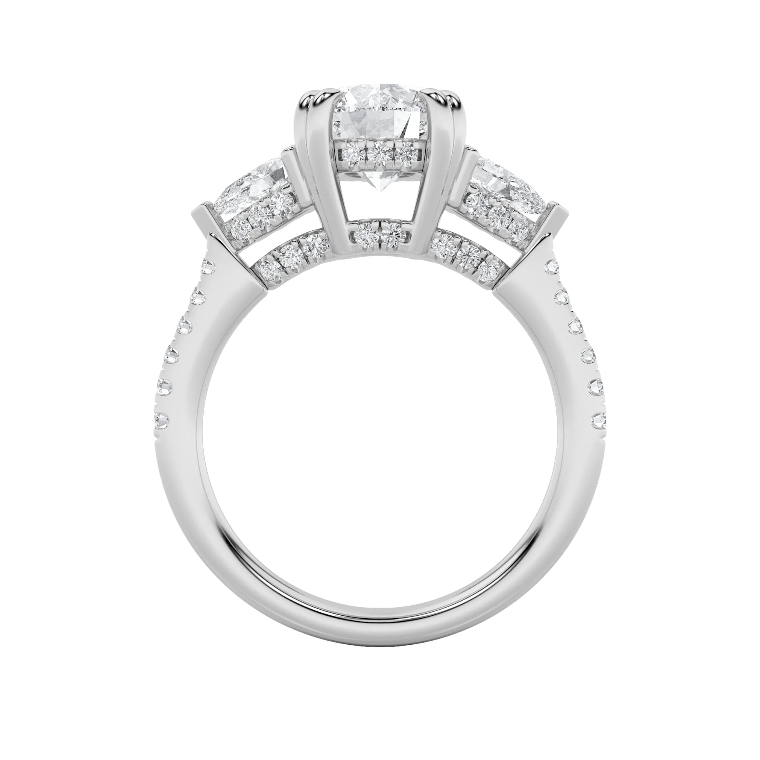 3Cttw Round Shaped Lab Grown Diamond (F/VS) ThreeStone Accented Engagement Ring in 14K Gold sold by Zulily product image thumbnail 4