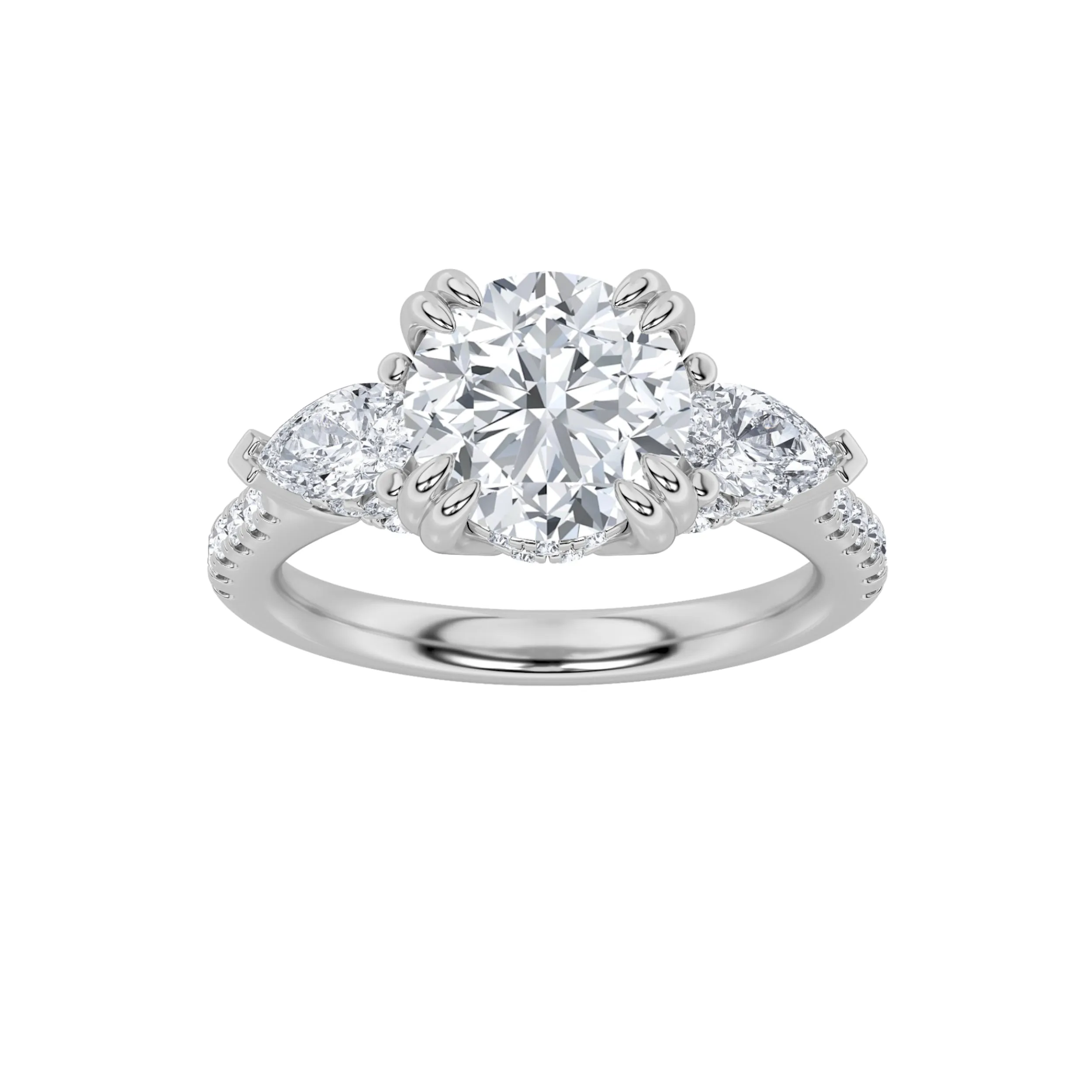 3Cttw Round Shaped Lab Grown Diamond (F/VS) ThreeStone Accented Engagement Ring in 14K Gold sold by Zulily
