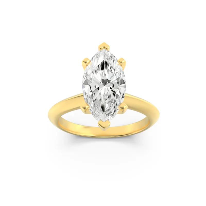 3Cttw Marquise Shaped Lab Grown Diamond (F/VS) Knife Edge Shank Solitaire Engagement Ring in 14K Gold made by Zulily