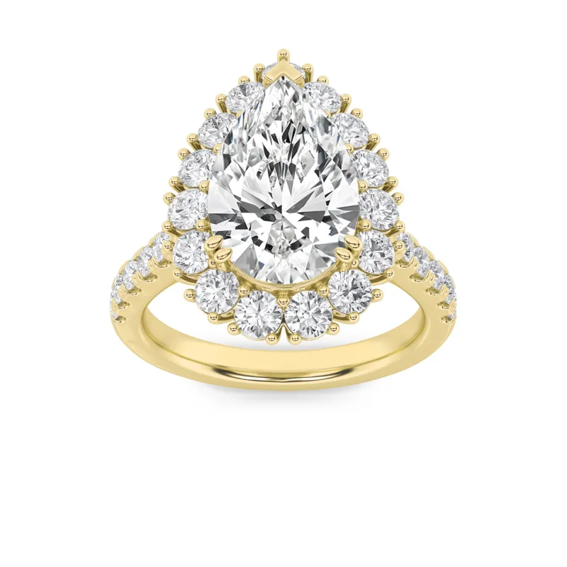 4Cttw Pear Shaped Lab Grown Diamond (F/VS) Bold Classic Engagement Ring in 14K Gold made by Zulily