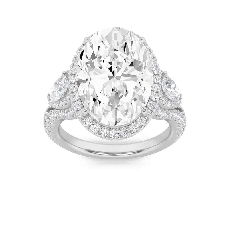 7.25Cttw Oval Shaped Lab Grown Diamond (F/VS) BoldAccented Engagement Ring in 14K Gold made by Zulily