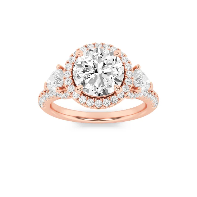 3Cttw Round Shaped Lab Grown Diamond (F/VS) ThreeStone Bold Accented Engagement Ring in 14K Gold made by Zulily