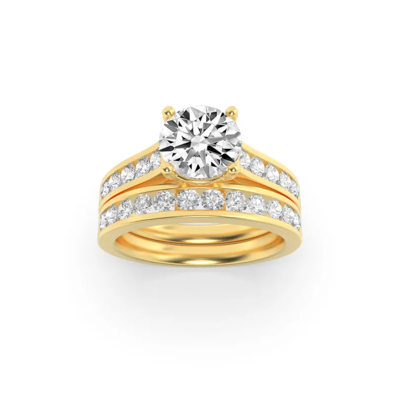 2Cttw Round Shaped Lab Grown Diamond (F/VS) Channel Set Bridal Engagement Ring in 14K Gold made by Zulily