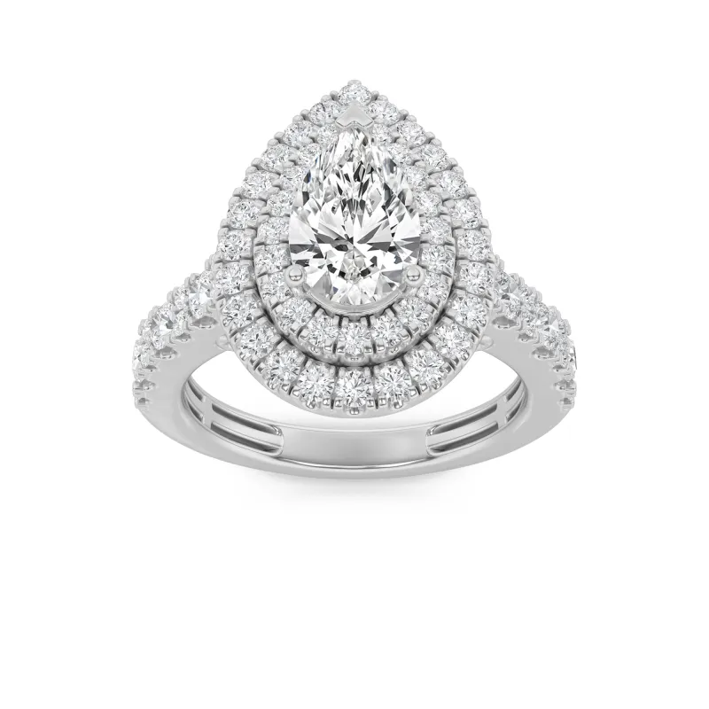 2Cttw Pear Shaped Lab Grown Diamond (F/VS) DoubleHalo Engagement Ring in 14K Gold made by Zulily