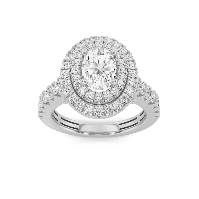 2Cttw Oval Shaped Lab Grown Diamond (F/VS) DoubleHalo Engagement Ring in 14K Gold made by Zulily