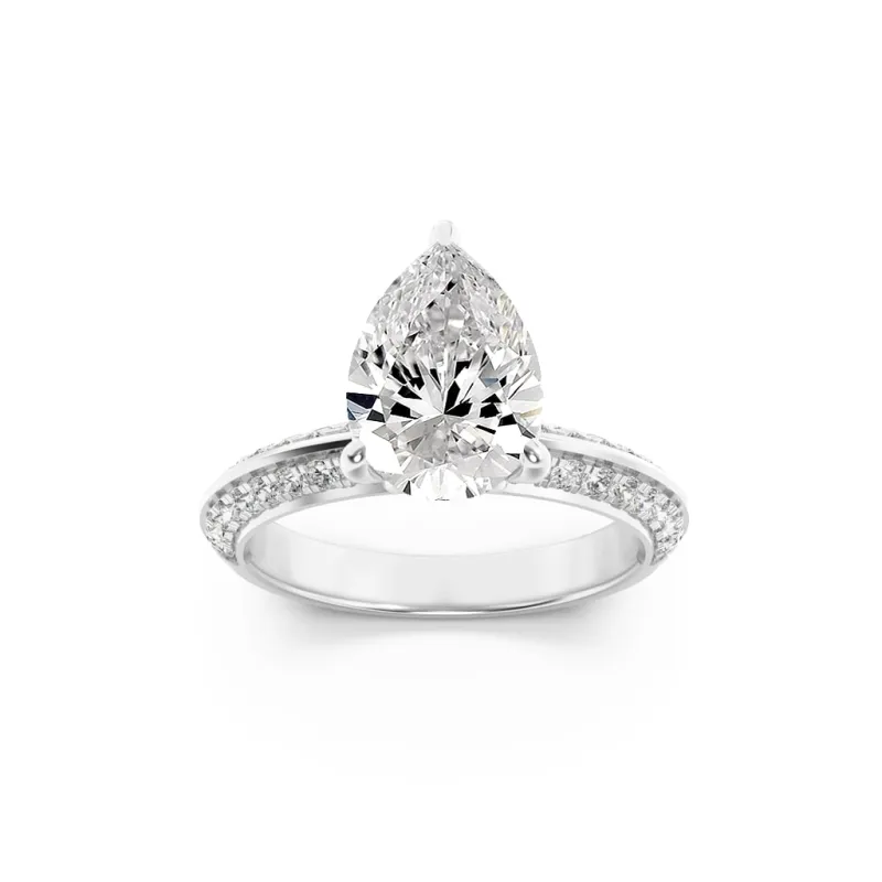 2Cttw Pear Shaped Lab Grown Diamond (F/VS) Micro Pave Knife Edge Accent Ring in 14K Gold made by Zulily