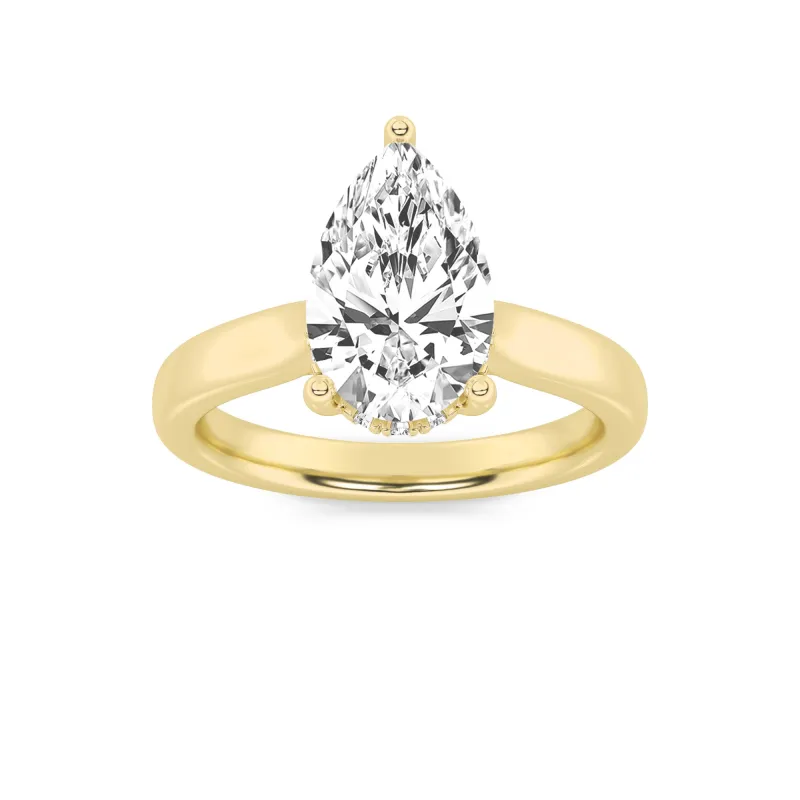 3Cttw Pear Shaped Lab Grown Diamond (F/VS) HiddenHalo Cathedral Shank Engagement Ring in 14K Gold made by Zulily