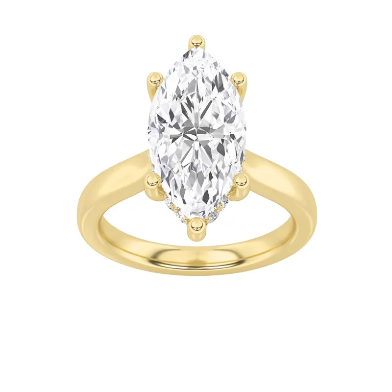1Cttw Marquise Shaped Lab Grown Diamond (F/VS) Hidden Halo Cathedral Shank Engagement Ring in 14K Gold made by Zulily
