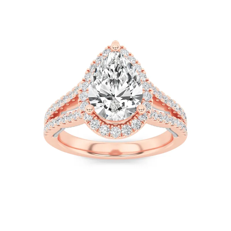 2Cttw Pear Shaped Lab Grown Diamond (F/VS) Split Shank Accented Ring in 14K Gold made by Zulily