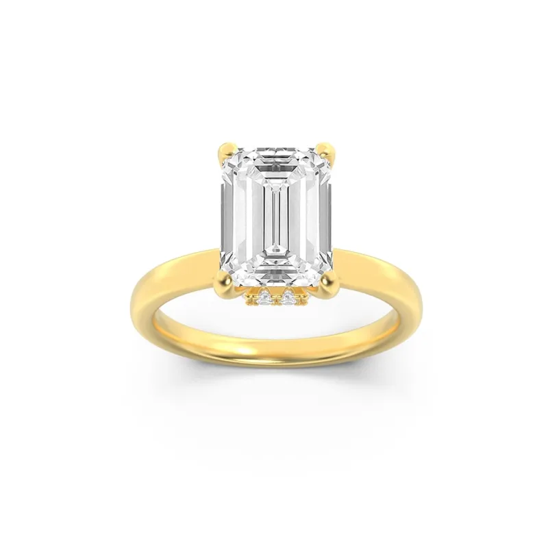 3 Ct Emerald Cut (FVS) Lab Grown Diamond 14K Yellow Gold Solitaire Engagement Ring made by Zulily