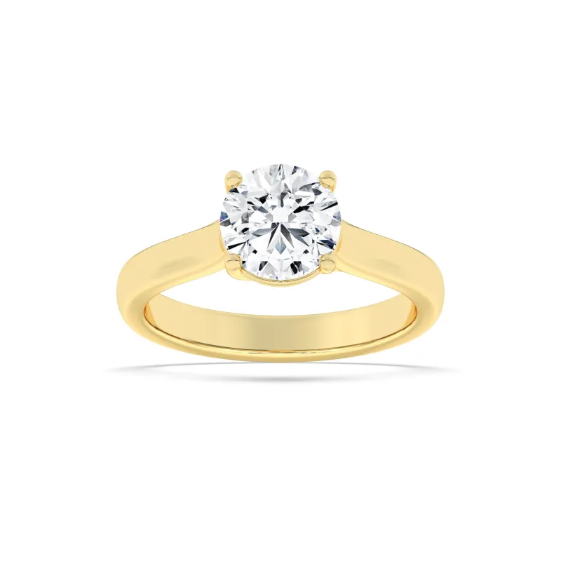 1 Ct Round (F/VS) Lab Grown Diamond Trellis 14K Yellow Gold Plain Cathedral Solitaire Engagement Ring made by Zulily