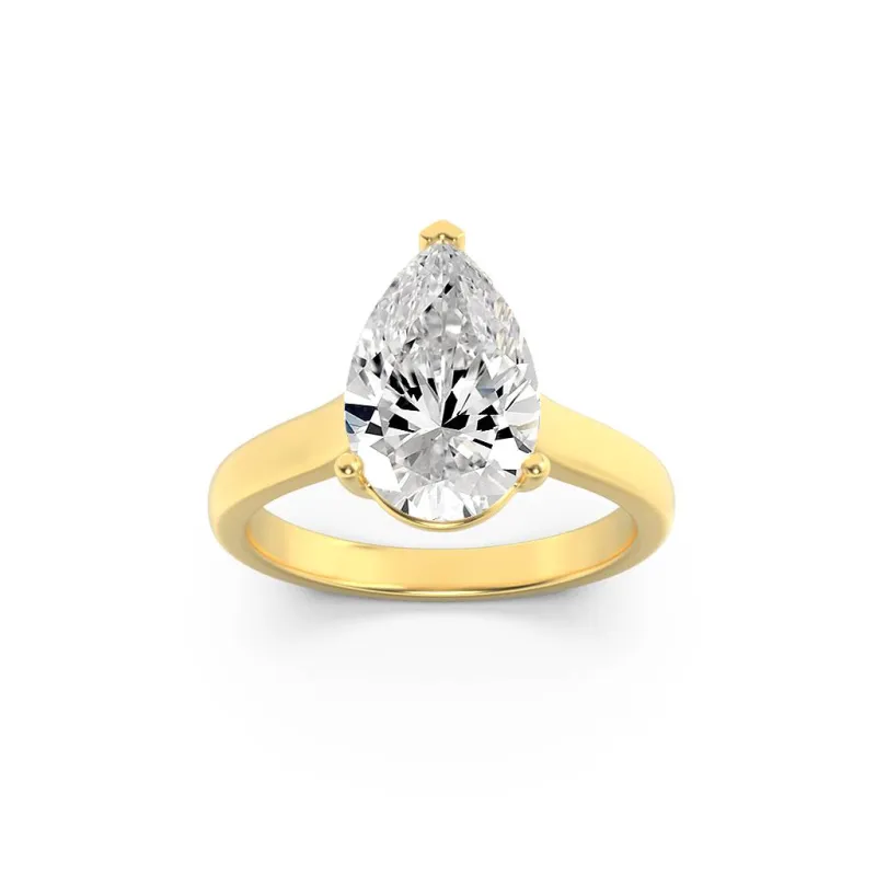 2 Ct Pear (F/VS) Lab Grown Diamond Trellis 14K Yellow Gold Plain Cathedral Solitaire Engagement Ring made by Zulily