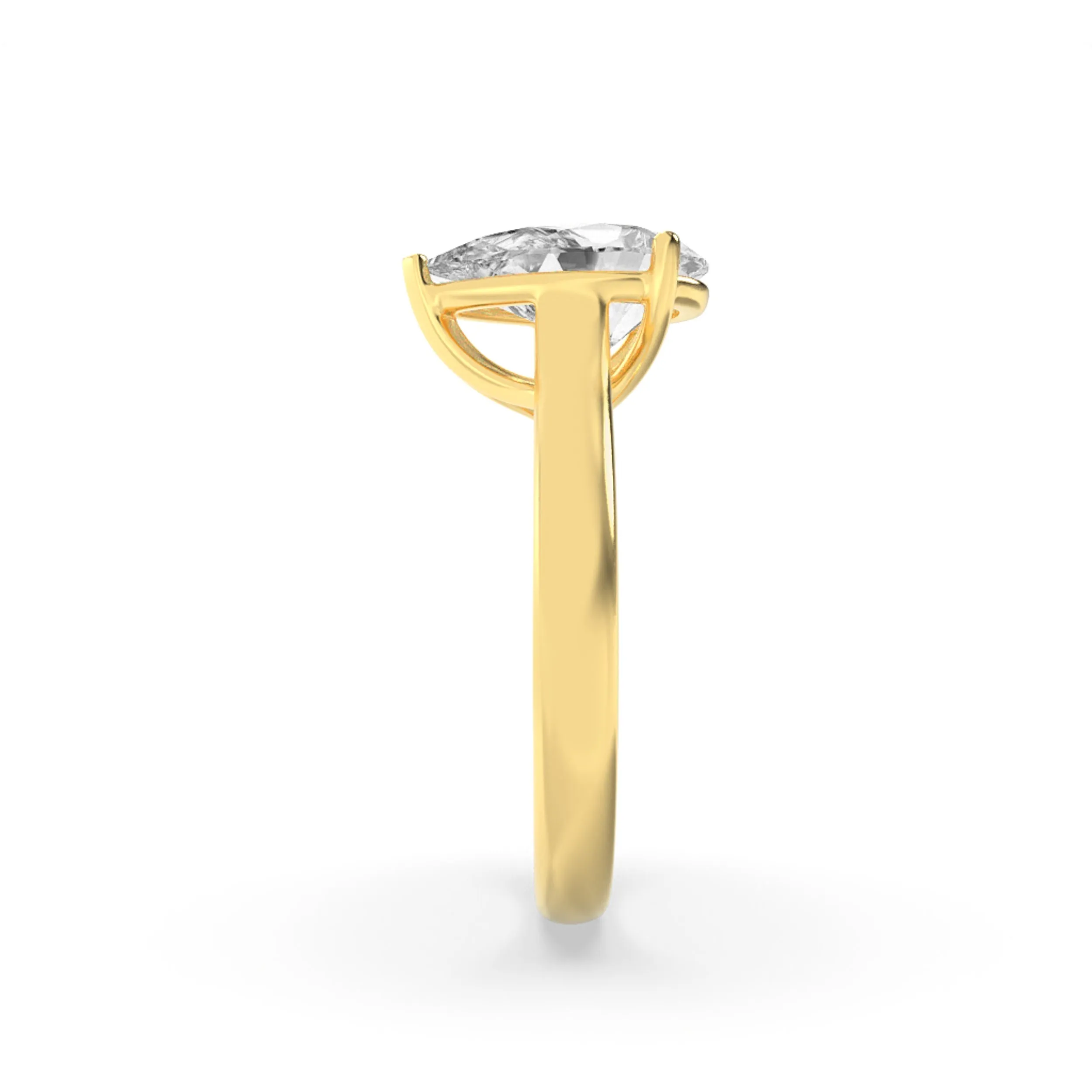 2 Ct Pear (F/VS) Lab Grown Diamond Trellis 14K Yellow Gold Plain Cathedral Solitaire Engagement Ring sold by Zulily product image thumbnail 3