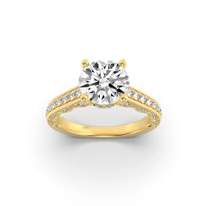 2 Ct Round (F/VS) Lab Grown Diamond Prong 14K Yellow Gold Accented Engagement Ring made by Zulily