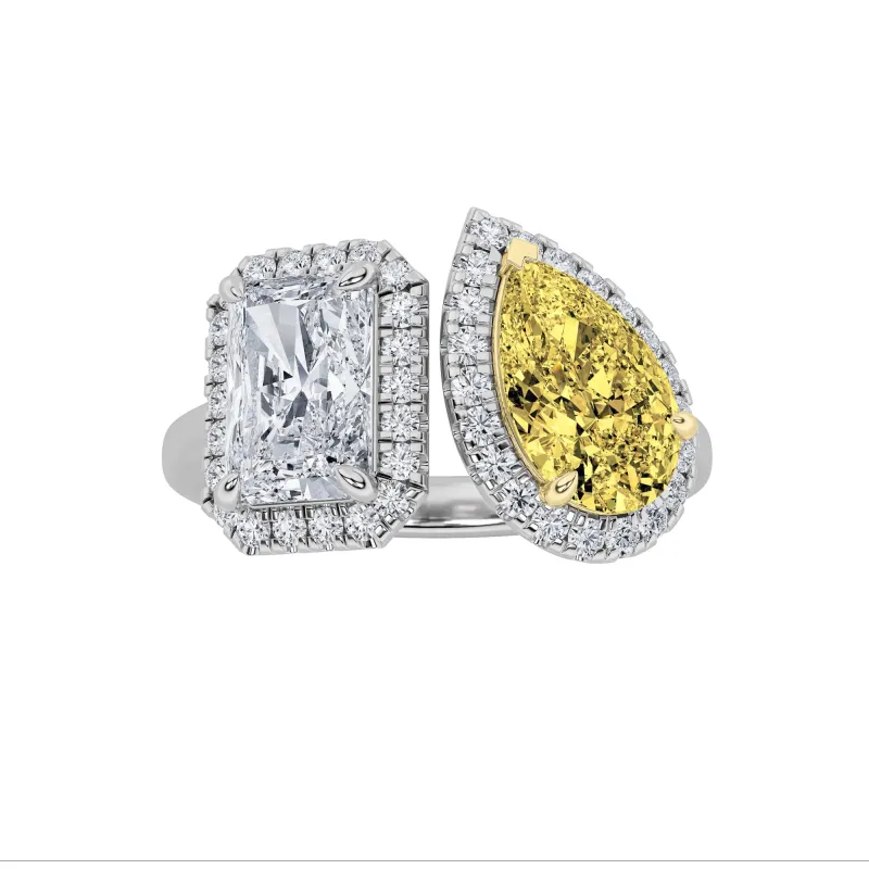 3Cttw Radiant Shaped Lab Grown Diamond (F/VVS) Toi et Moi Fashion Engagement Ring 14K Gold made by Zulily