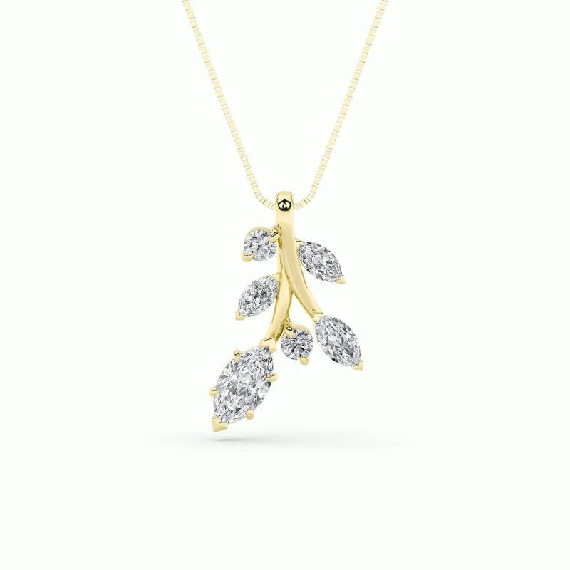 1.5ct Marquise Shaped Lab Grown Diamond (F/VS) Leaf Motif Fashion Pendant in 14K Yellow Gold made by Zulily