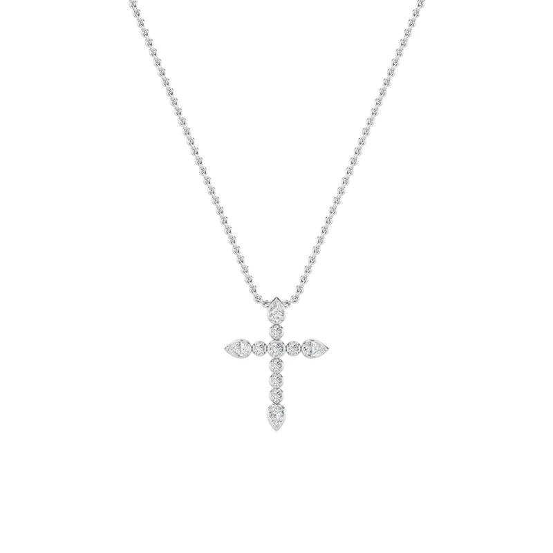 1.5ct Pear Shaped Lab Grown Diamond (F/VS) CrossPendant in 14K White Gold made by Zulily