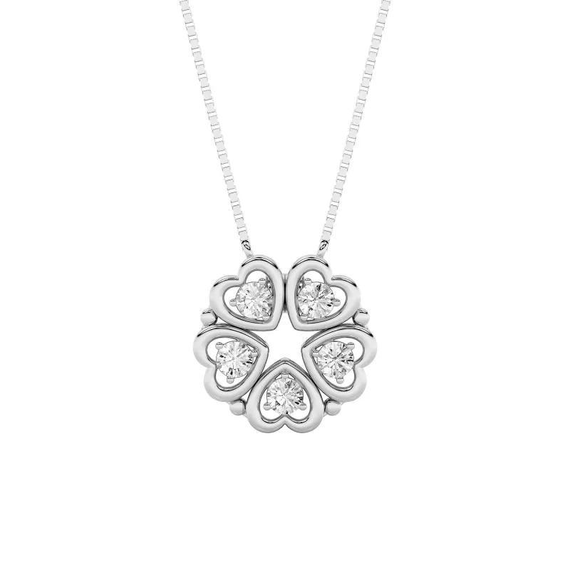 1.0ct Round Shaped Lab Grown Diamond (F/VS) Heart Shaped Necklace in 14K White Gold made by Zulily