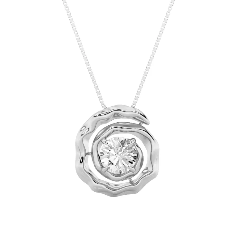1.0ct Round Shaped Lab Grown Diamond (F/VS) Organic Design Solitaire Pendant in 14K White Gold made by Zulily