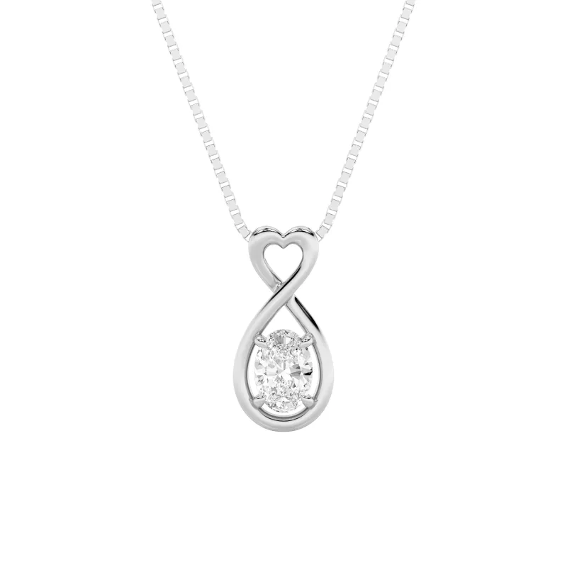 1.0ct Oval Shaped Lab Grown Diamond (F/VS) Fancy Solitaire Pendant in 14K White Gold made by Zulily