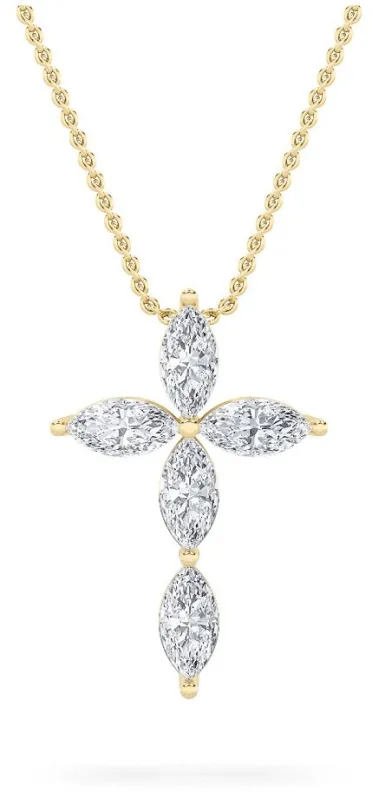 1.5ct Marquise Shaped Lab Grown Diamond (F/VS) Cross Pendant in 14K Yellow Gold made by Zulily