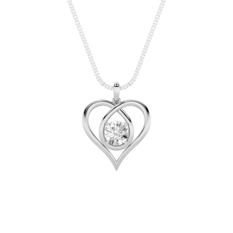 1.5ct Round Shaped Lab Grown Diamond (F/VS) Heart Shaped Pendant in 14K White Gold made by Zulily