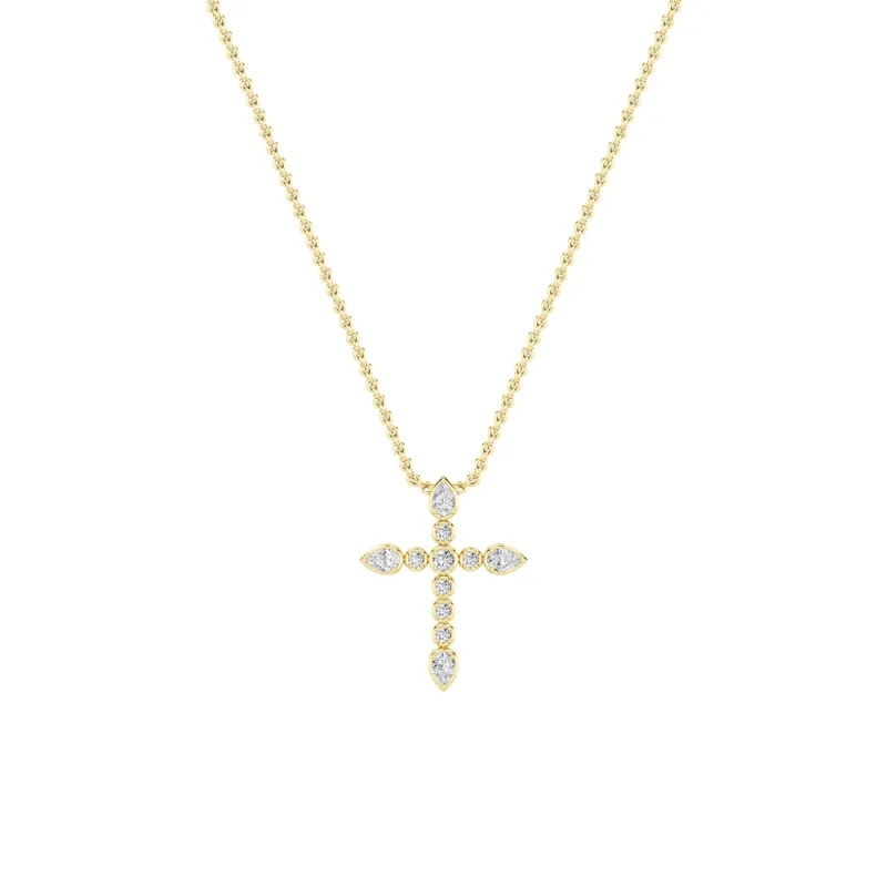 1.5ct Pear Shaped Lab Grown Diamond (F/VS) CrossPendant in 14K Yellow Gold made by Zulily