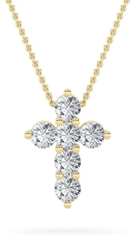1.5ct Round Shaped Lab Grown Diamond (F/VS) Cross Pendant in 14K Yellow Gold made by Zulily