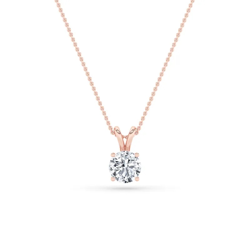 1.0ct Round Shaped Lab Grown Diamond (F/VS) Split Bale Solitaire Pendant in 14K Rose Gold made by Zulily