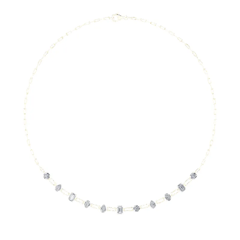 4.0ct "4Cttw Emerald, Pear, Oval and Round Shaped Lab Grown Diamond (F/VS) Station Necklace in 14K Yellow Gold" made by Zulily