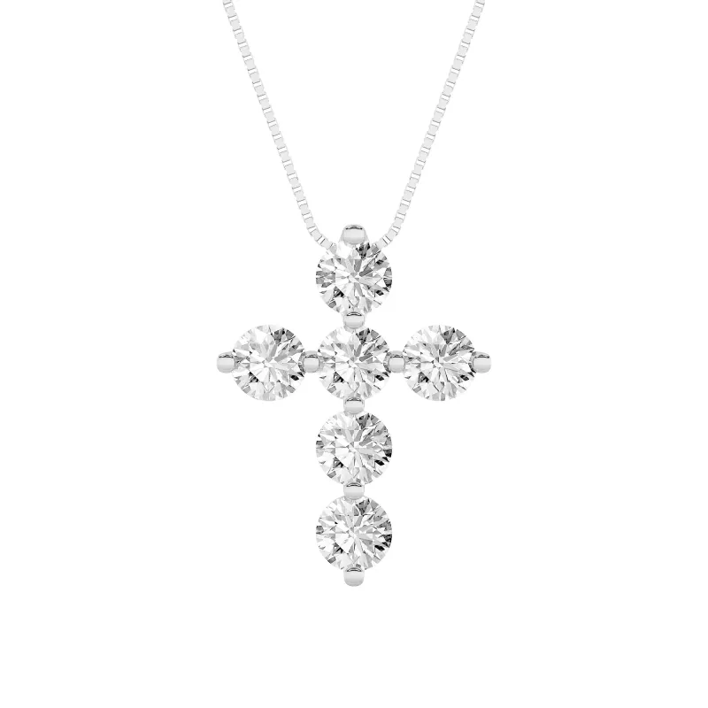 1.5ct Round Shaped Lab Grown Diamond (F/VS) Cross Pendant in 14K White Gold made by Zulily