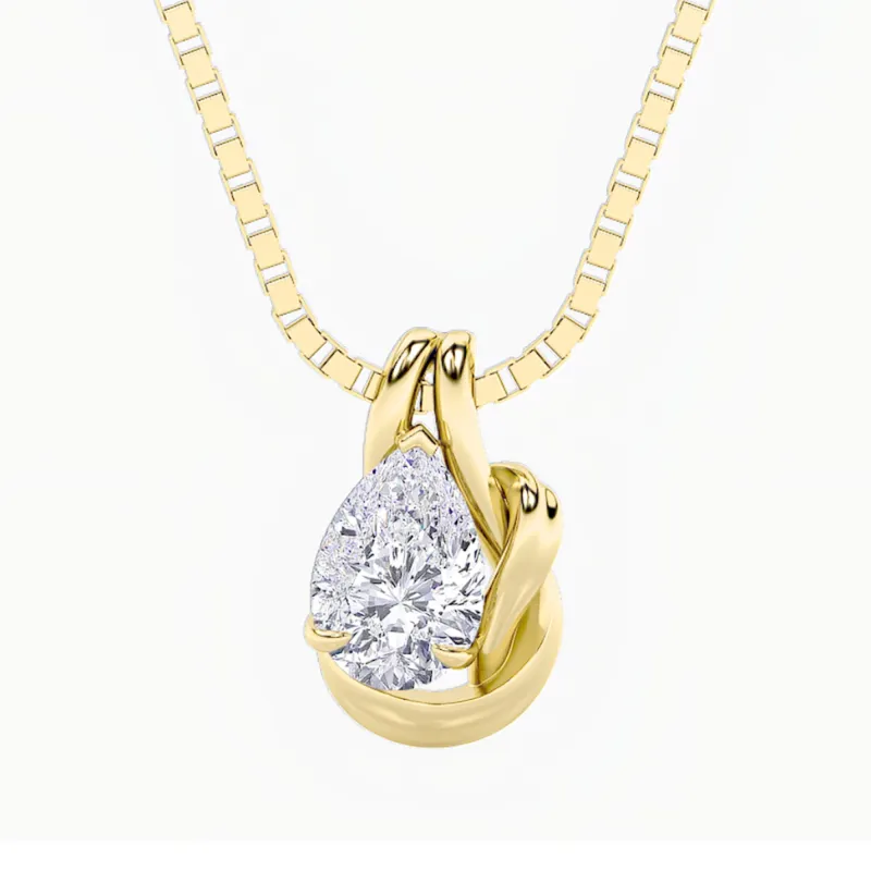 2.0ct Pear Shaped Lab Grown Diamond (F/VS) Knot Pendant in 14K Yellow Gold made by Zulily