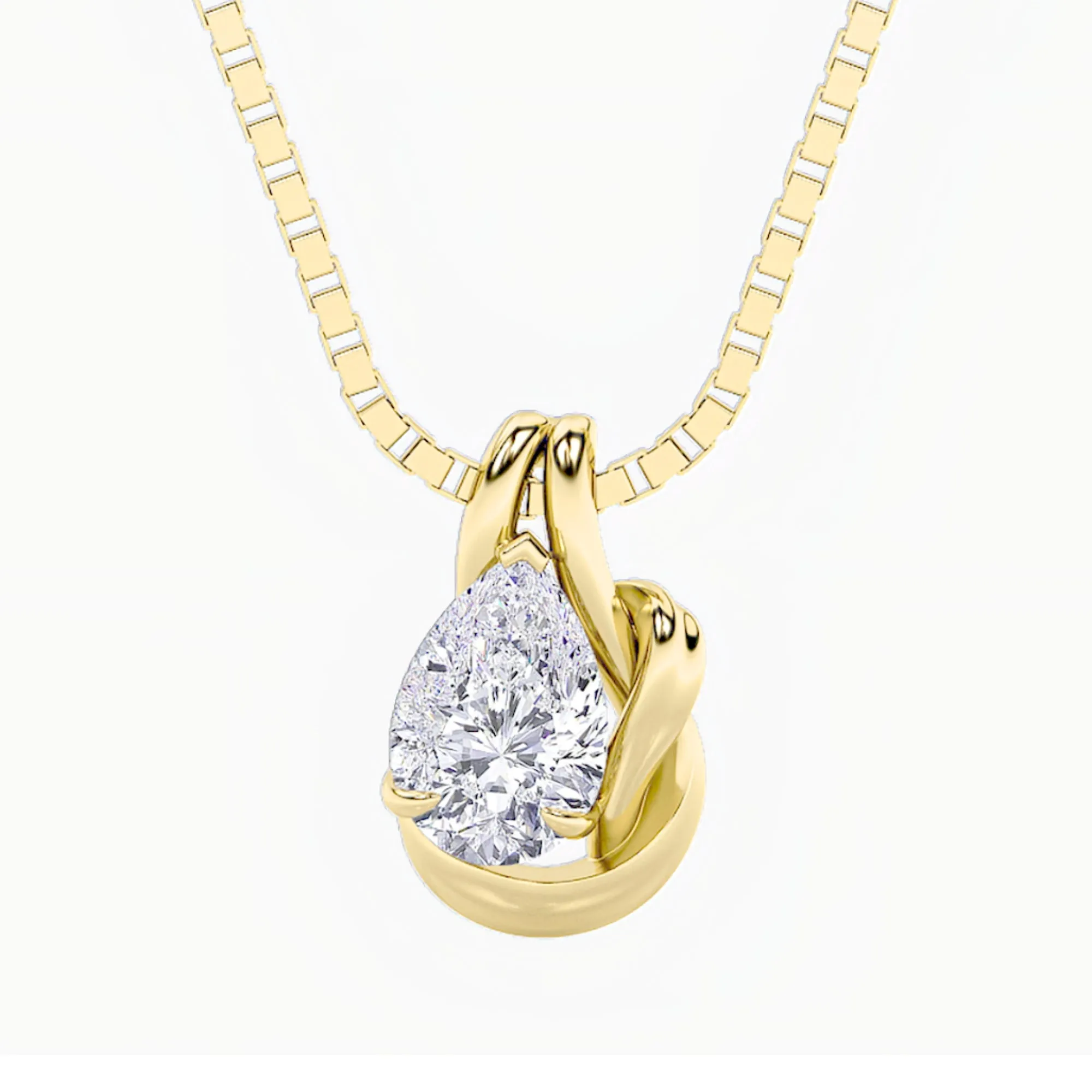 2.0ct Pear Shaped Lab Grown Diamond (F/VS) Knot Pendant in 14K Yellow Gold sold by Zulily