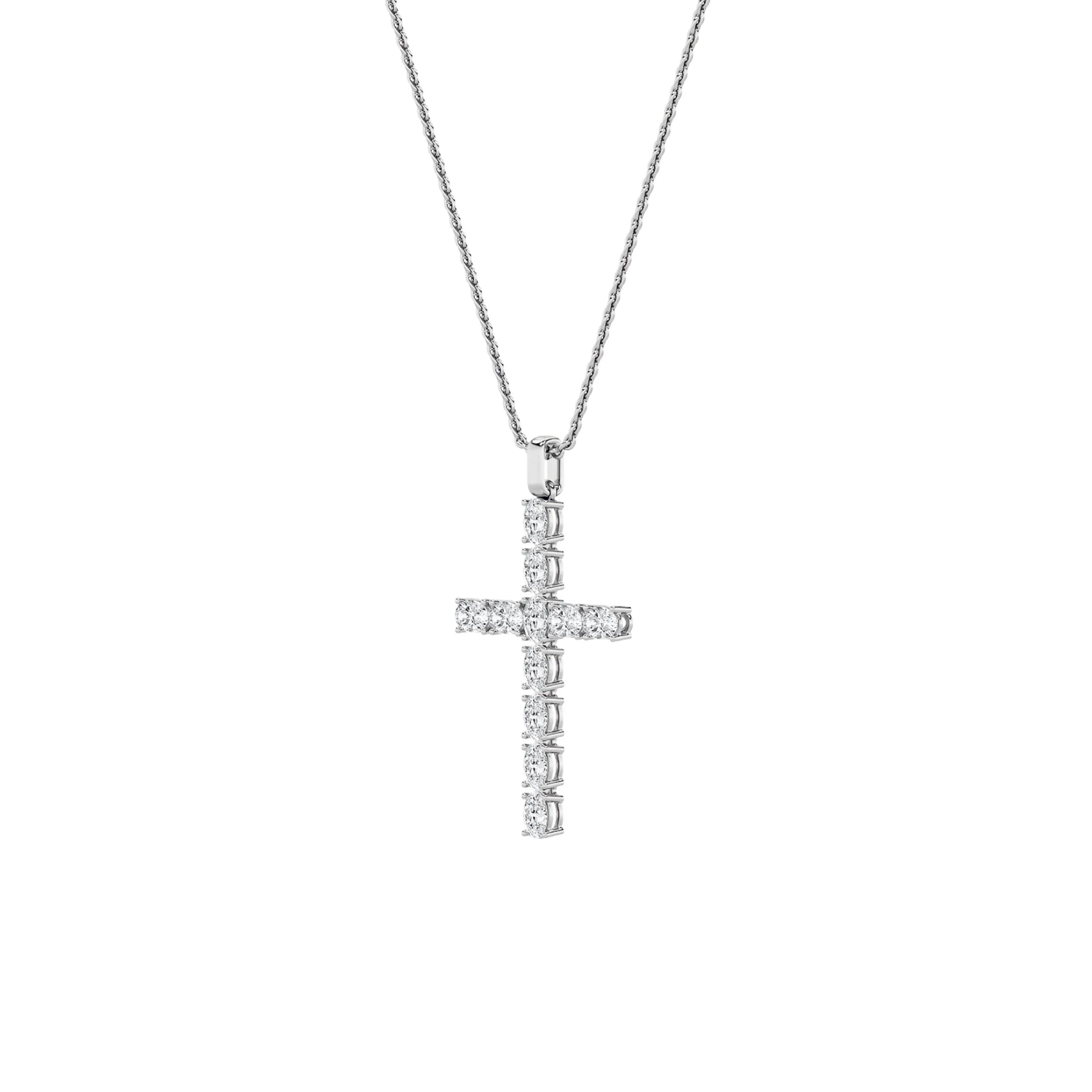 2.0ct Oval Shaped Lab Grown Diamond (F/VS) Cross Pendant in 14K White Gold sold by Zulily product image thumbnail 3