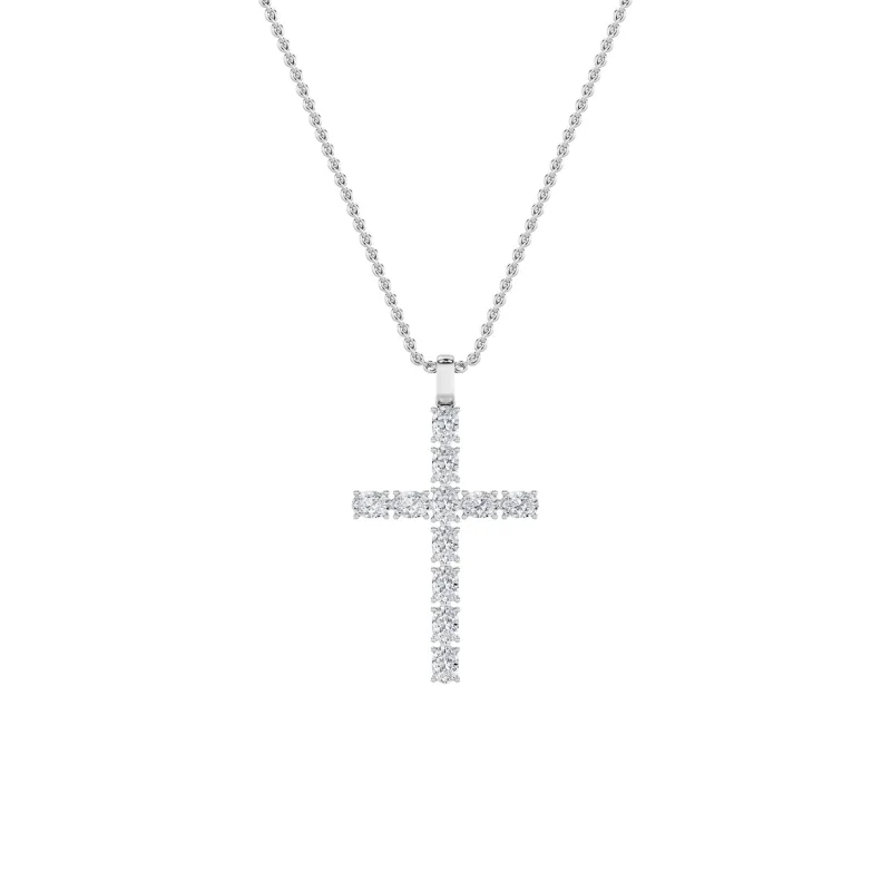 2.0ct Oval Shaped Lab Grown Diamond (F/VS) Cross Pendant in 14K White Gold made by Zulily