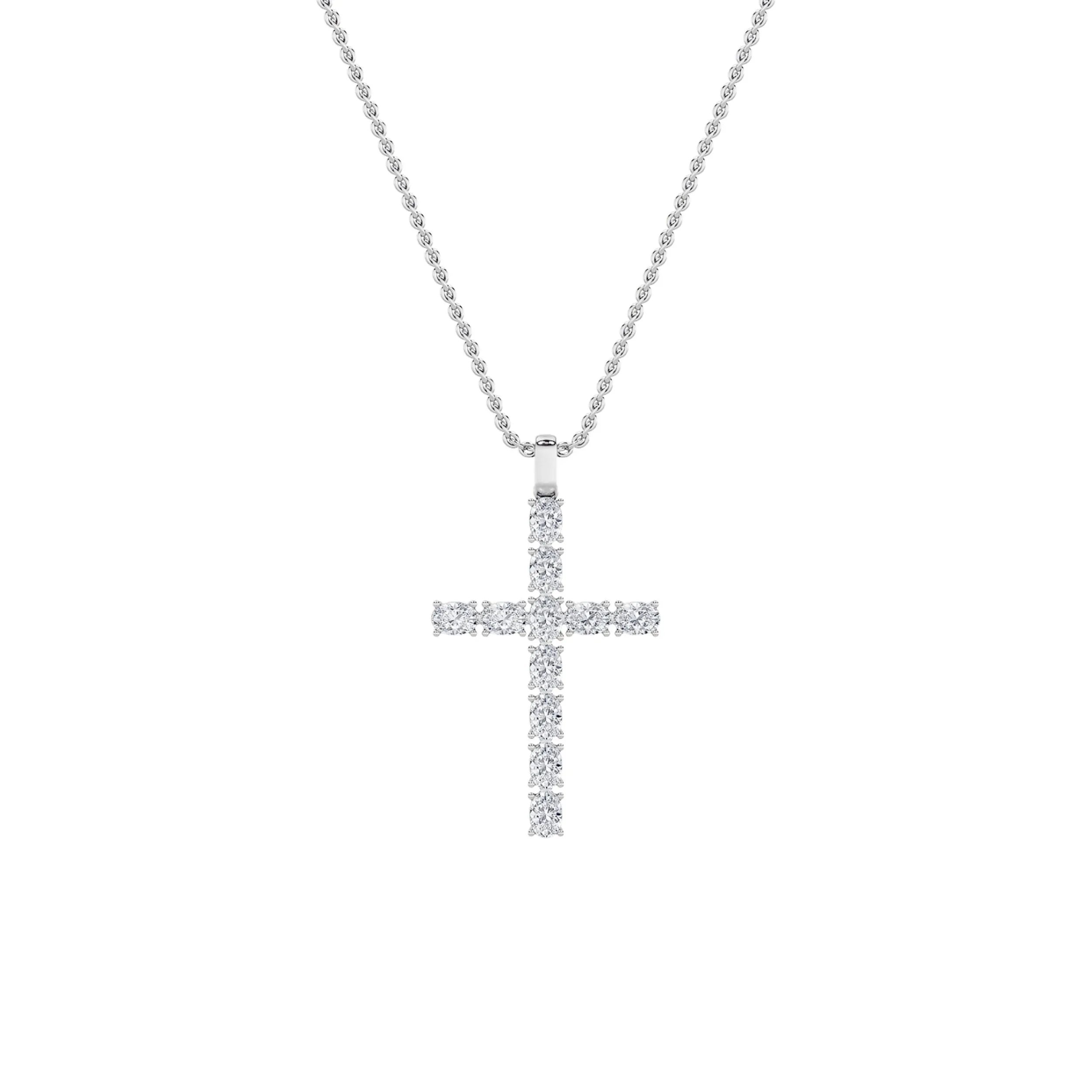 2.0ct Oval Shaped Lab Grown Diamond (F/VS) Cross Pendant in 14K White Gold sold by Zulily