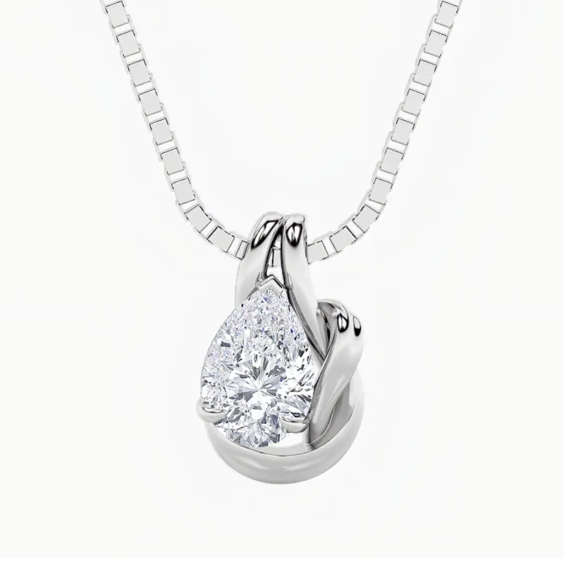 2.0ct Pear Shaped Lab Grown Diamond (F/VS) Knot Pendant in 14K White Gold made by Zulily