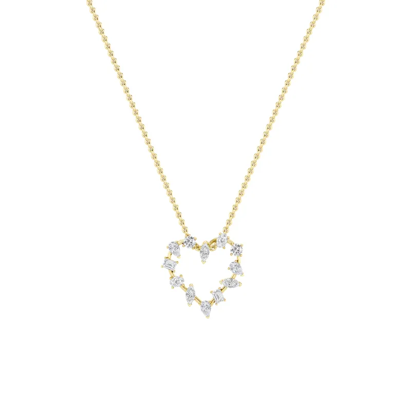 2.5ct Emerald Shaped Lab Grown Diamond (F/VS) Heart Shaped Pendant in 14K Yellow Gold made by Zulily