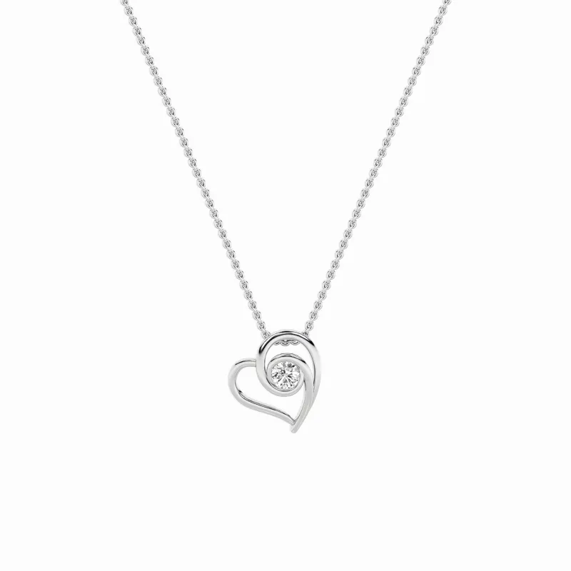 1.0ct Round Shaped Lab Grown Diamond (F/VS) Heart Shaped Pendant in 14K White Gold made by Zulily