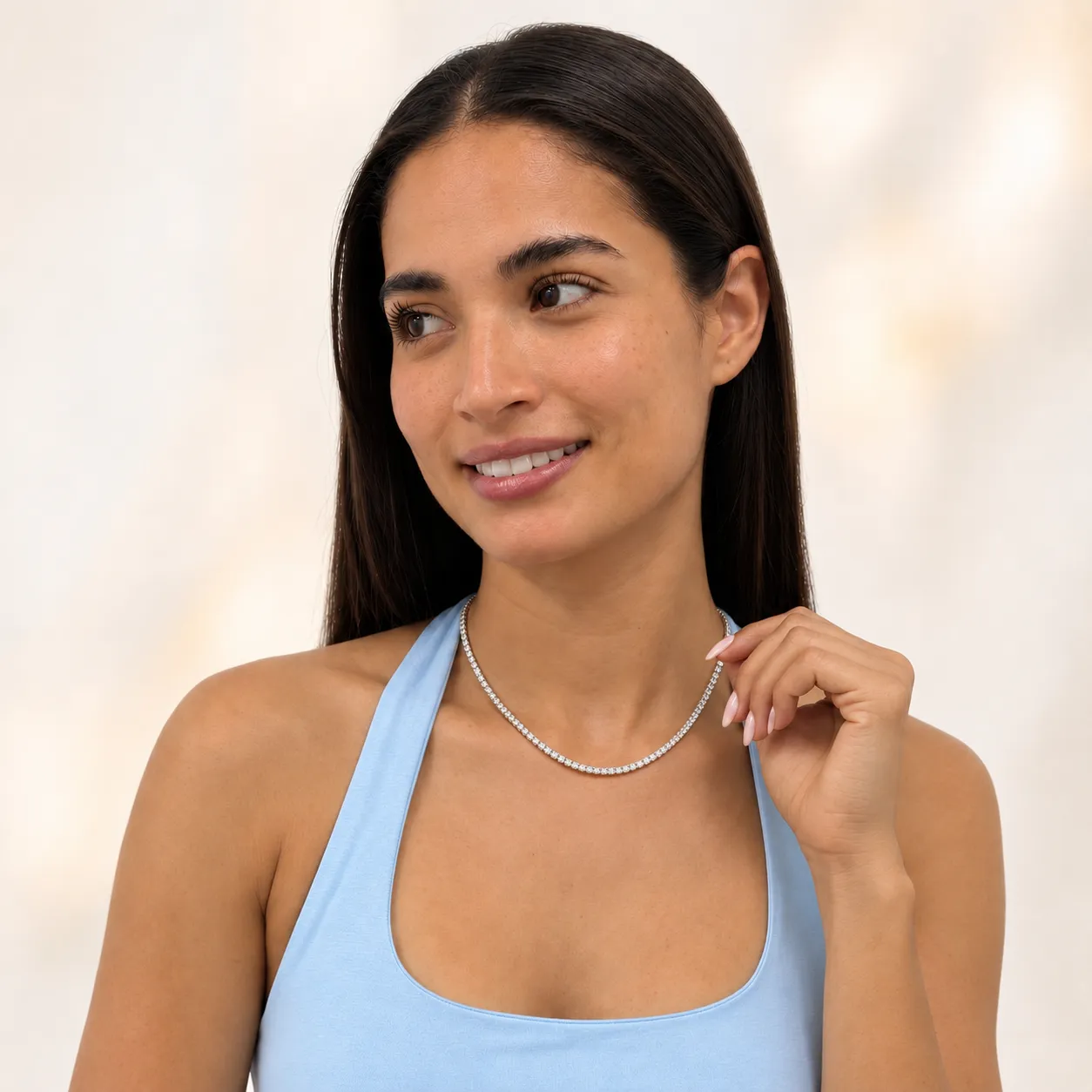 10 Ct Round (F/VS) Lab Grown Diamond Prong 14K White Gold Classic Eternity Tennis Necklace sold by Zulily product image thumbnail 3